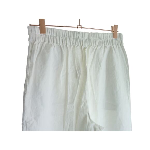 NWT Madewell Pull-On Straight Crop Pant Linen Blend White Pants 2 - Picture 4 of 6